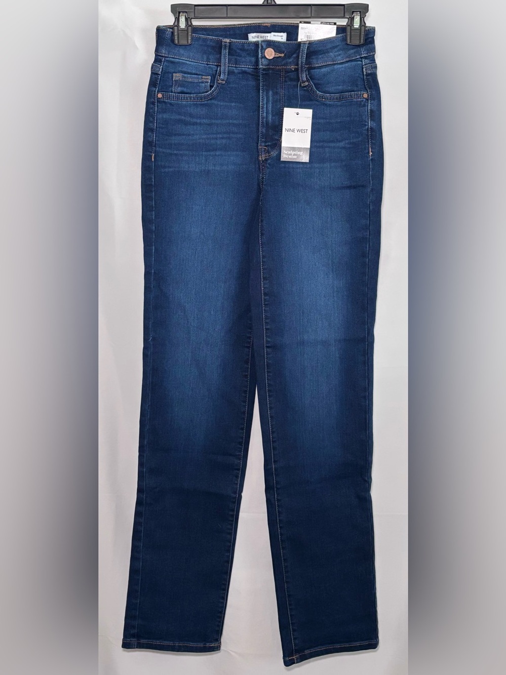 Nine West High Rise Slim Straight Sculpting Denim Jeans Size 2L NWT